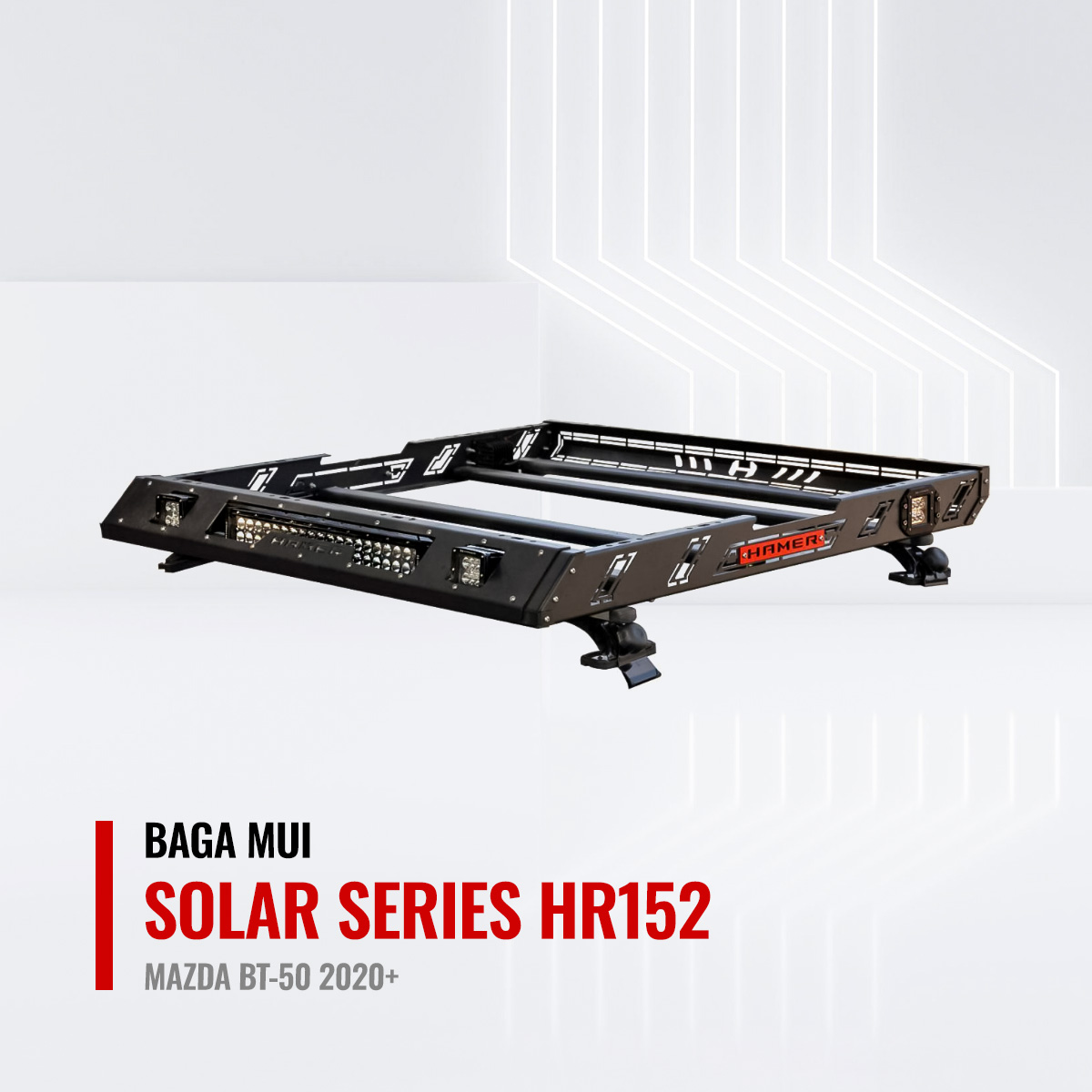 Baga Mui Có Đèn Led Hamer Solar Series HR152 Cho Mazda BT-50 (2020+)