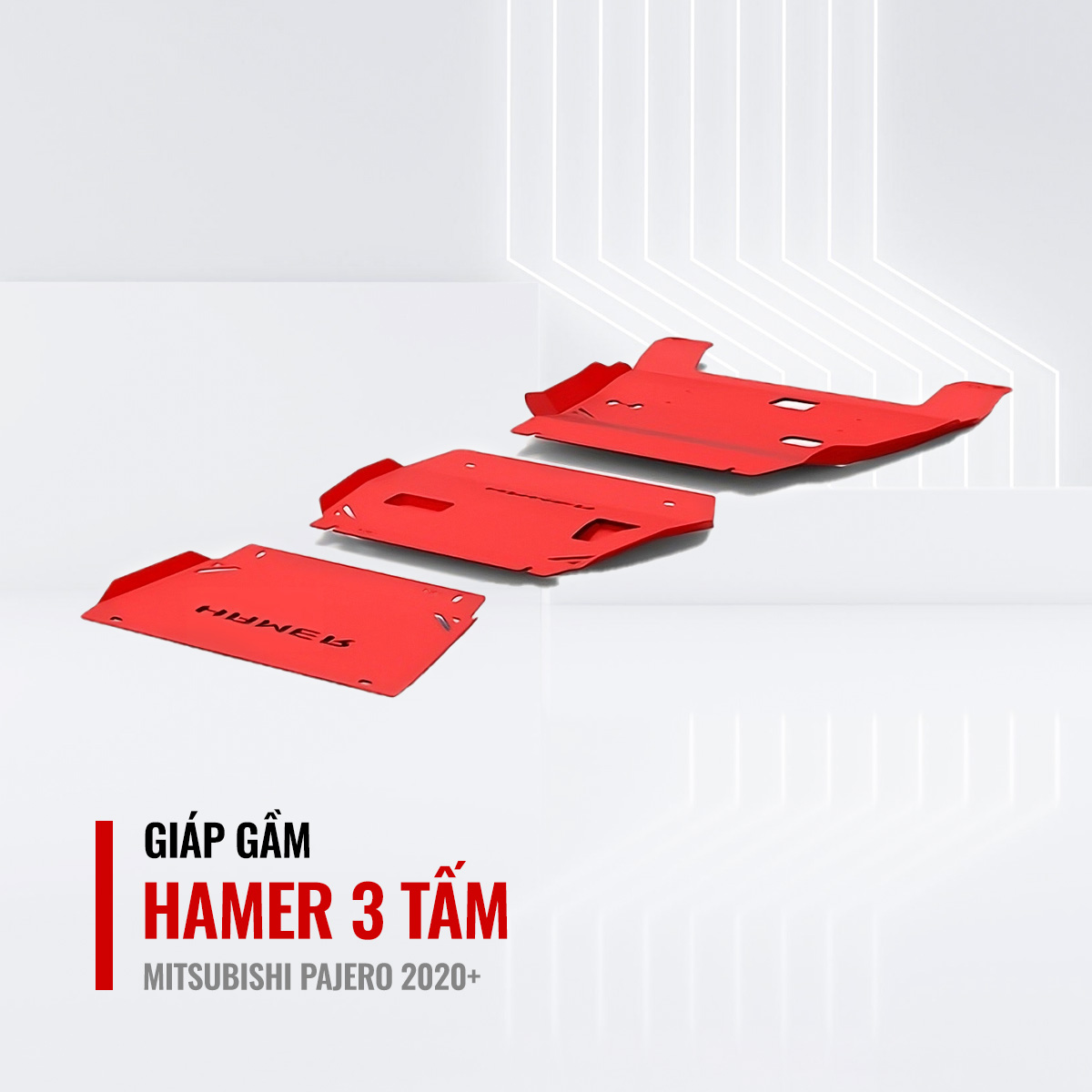 Giáp Gầm 3 Tấm Hamer Cho Mitsubishi Pajero 2020+