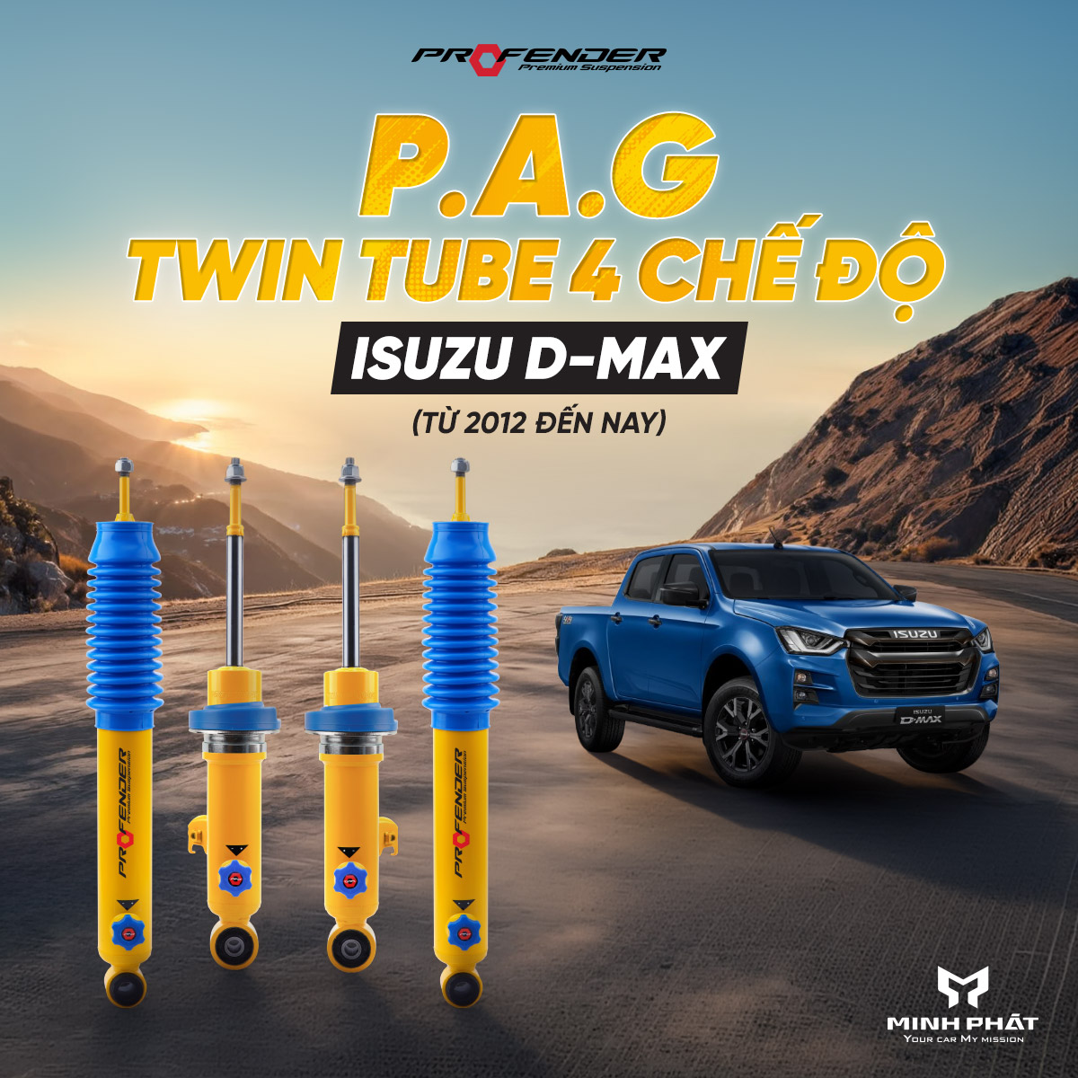 Phuộc giảm xóc Profender PAG 4 chế độ cho Isuzu D-Max