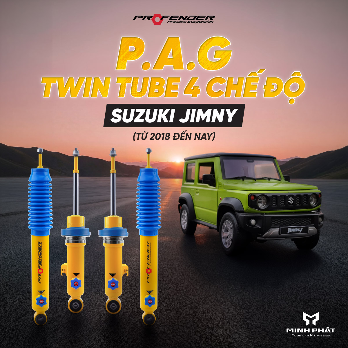Phuộc giảm xóc Profender PAG 4 chế độ cho Suzuki Jimny