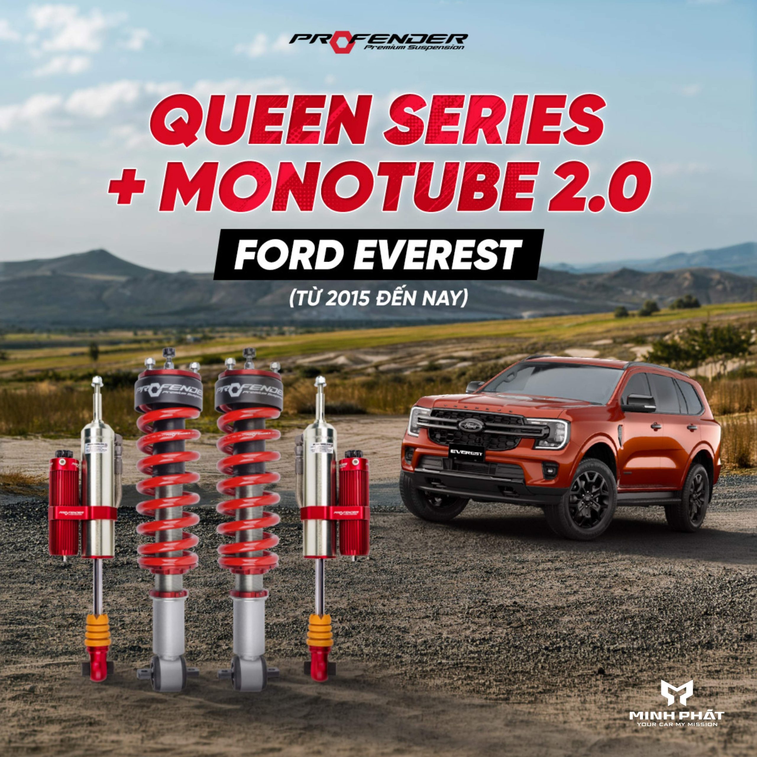 Phuộc Giảm Xóc Profender Queen Series + Monotube 2.0 cho Ford Everest