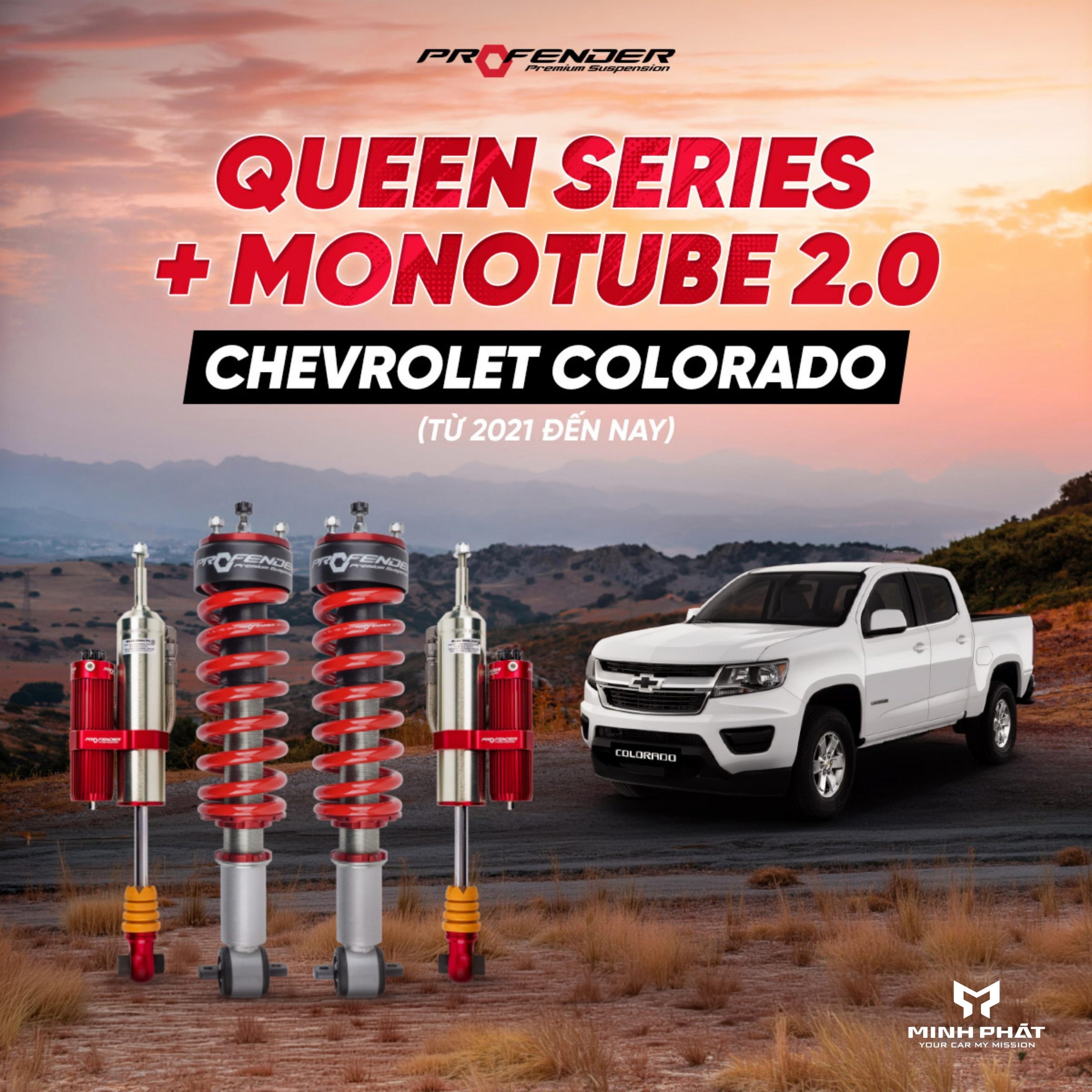 Phuộc Giảm Xóc Profender Queen Series + Monotube 2.0 cho Chevrolet Colorado