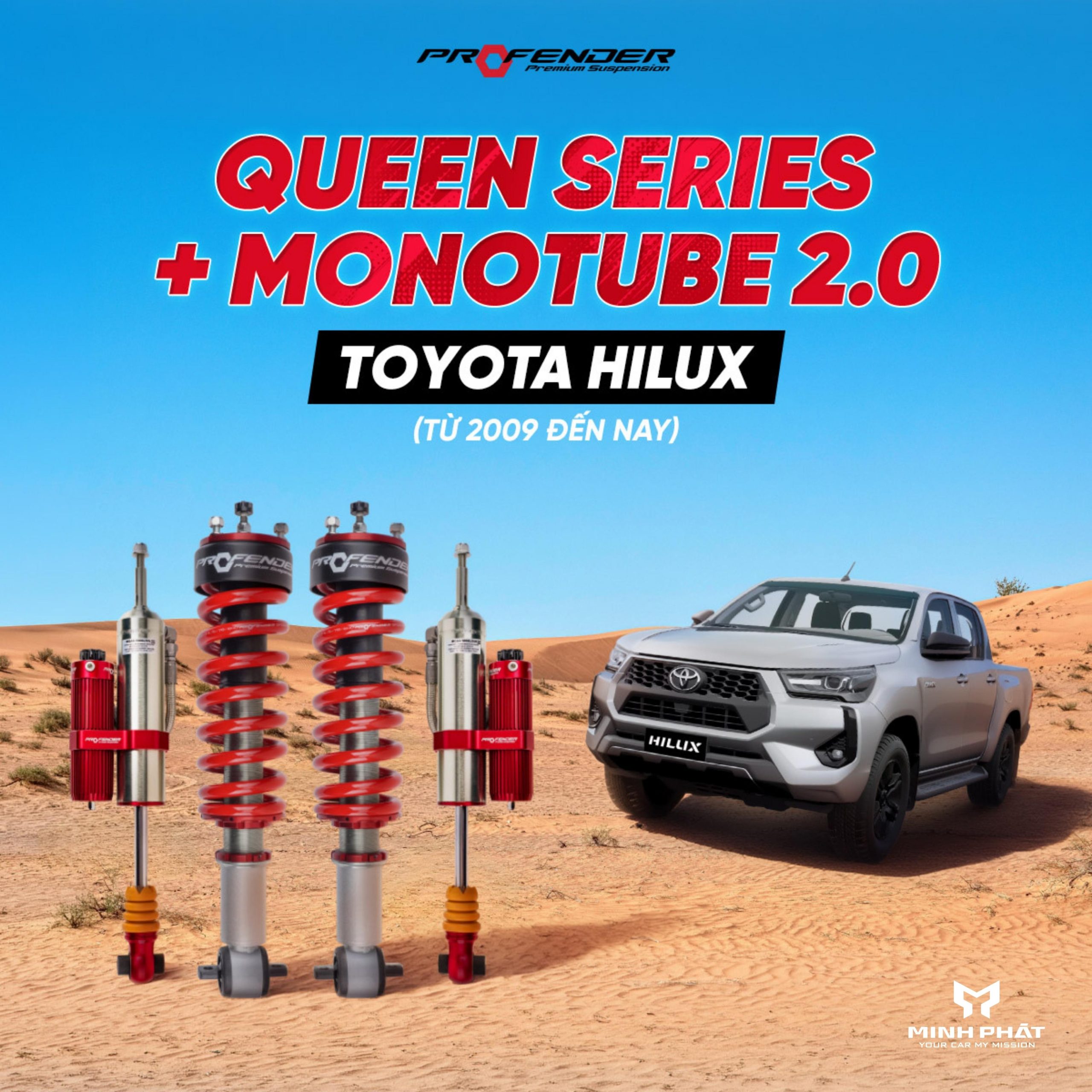 Phuộc Giảm Xóc Profender Queen Series + Monotube 2.0 cho Toyota Hilux