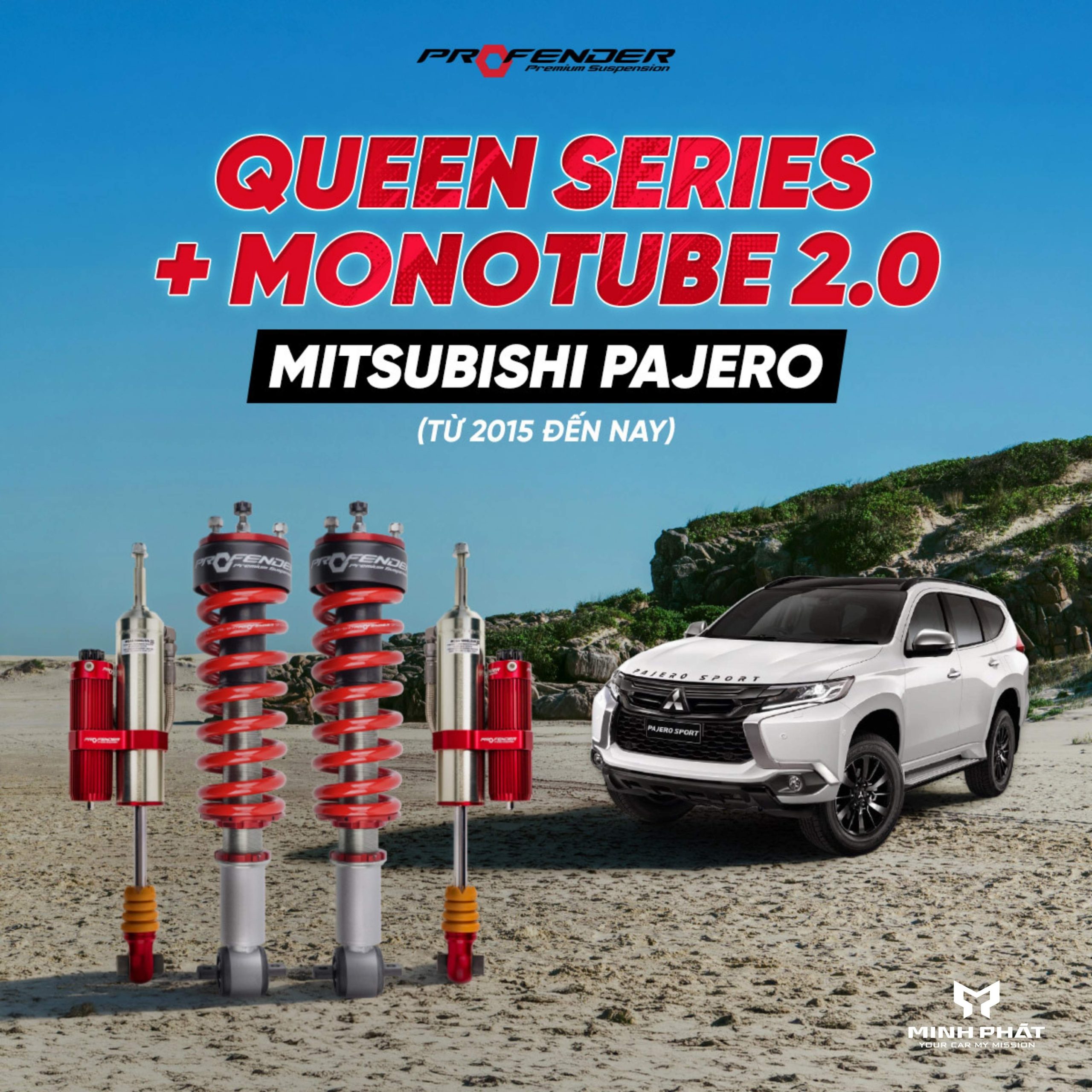Phuộc Giảm Xóc Profender Queen Series + Monotube 2.0 cho Mitsubishi Pajero