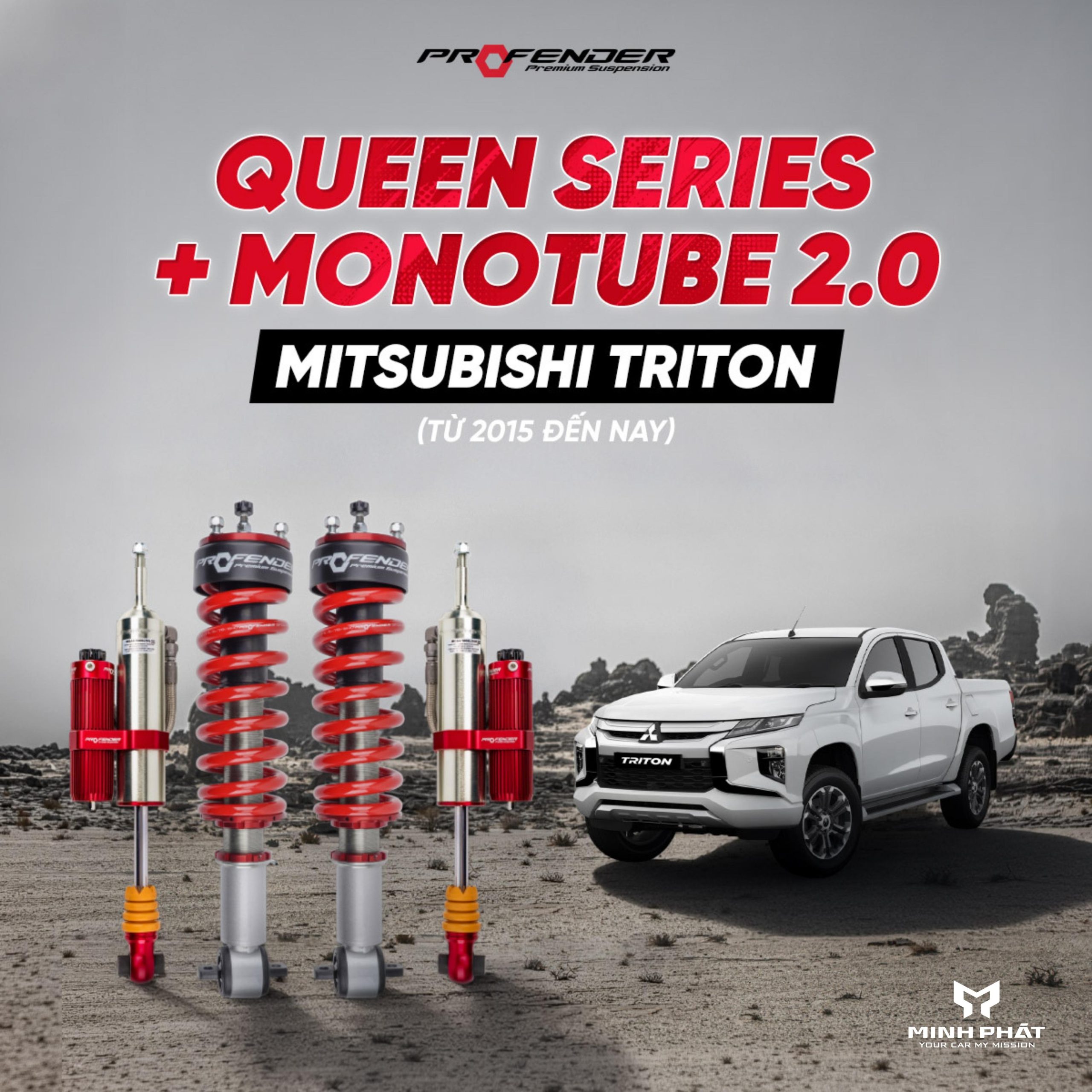 Phuộc Giảm Xóc Profender Queen Series + Monotube 2.0 cho Mitsubishi Triton